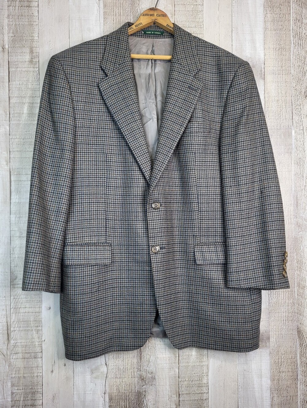 Lauren Ralph Lauren Lambswool Gray Houndstooth Sport Coat. 42R *Has Imperfection